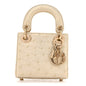 Iridescent Ostrich Micro Lady Dior Latte