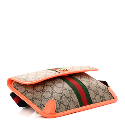 GG Supreme Monogram Web Small Ophidia Belt Bag Beige Ebony Orange Fluo
