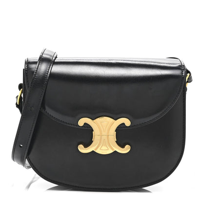 Shiny Calfskin Besace Clea Triomphe Black