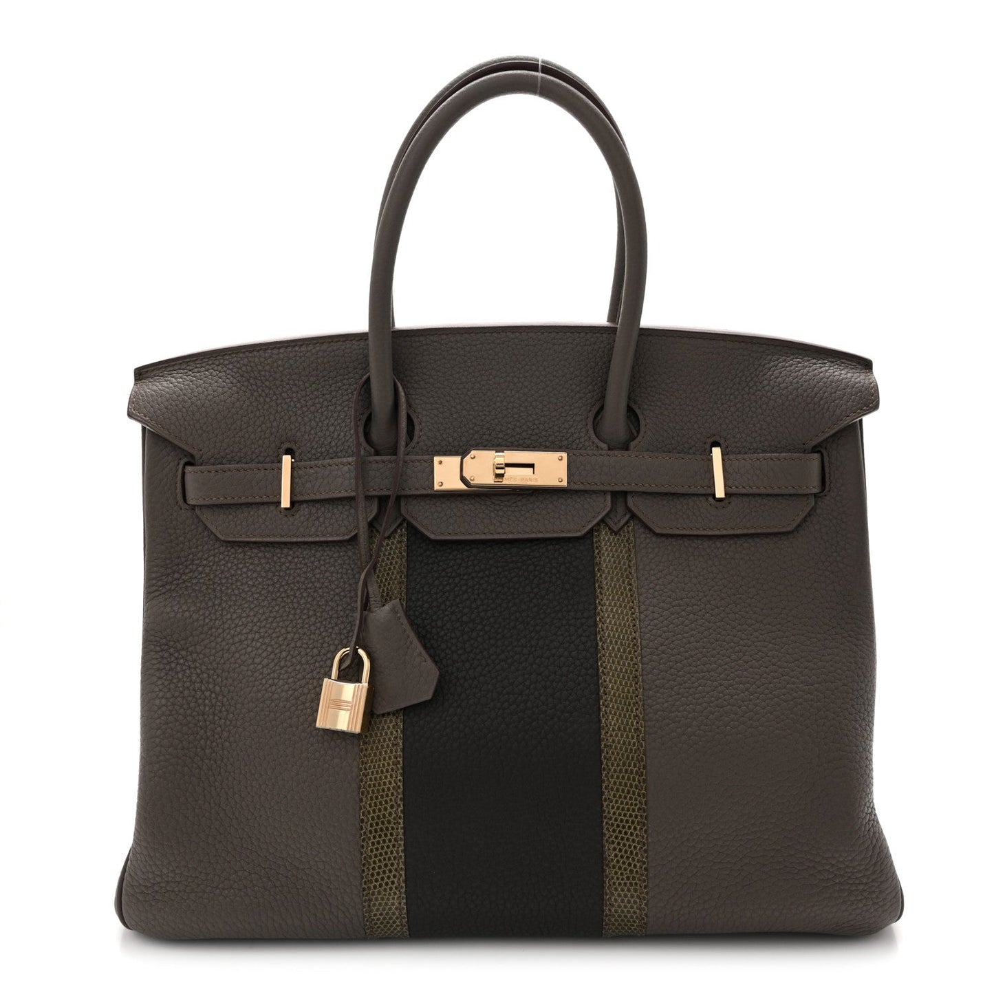 Taurillon Clemence Lizard Club Birkin 35 Etain Graphite