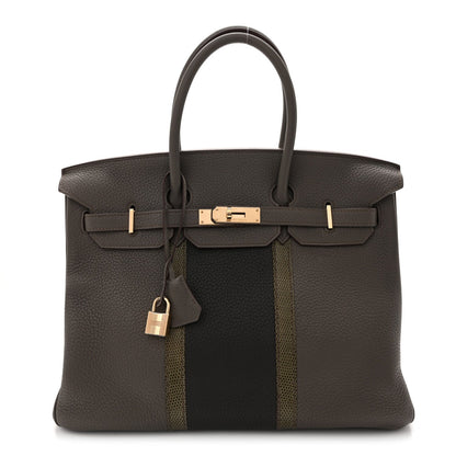 Taurillon Clemence Lizard Club Birkin 35 Etain Graphite