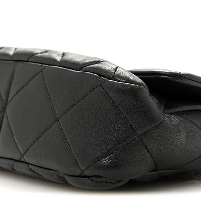 Lambskin Plexiglass Quilted Coco Love Flap Black
