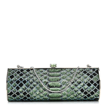Swarovski Crystal Scales Minaudiere Clutch Blue Multicolor