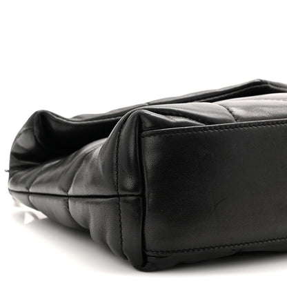 Lambskin Quilted Toy Loulou Puffer Monogram Chain Satchel Black