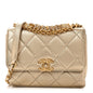 Metallic Lambskin Quilted Mini CC Crystal Logo Chain Flap Gold