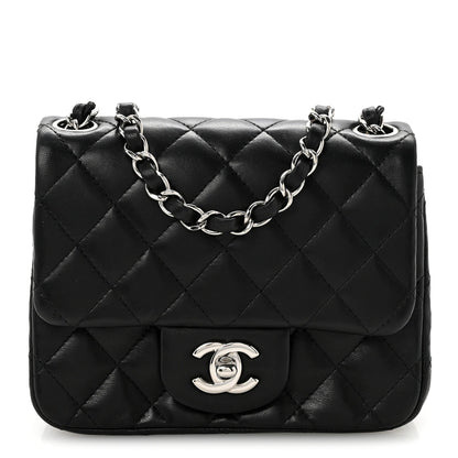Lambskin Quilted Mini Square Flap Black