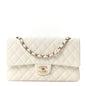 Caviar Quilted Medium Double Flap White