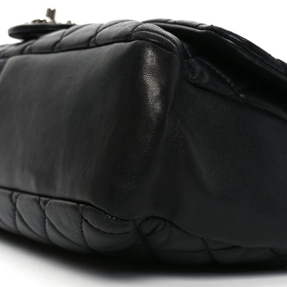 Lambskin Quilted Jumbo Coco Rain Flap Black