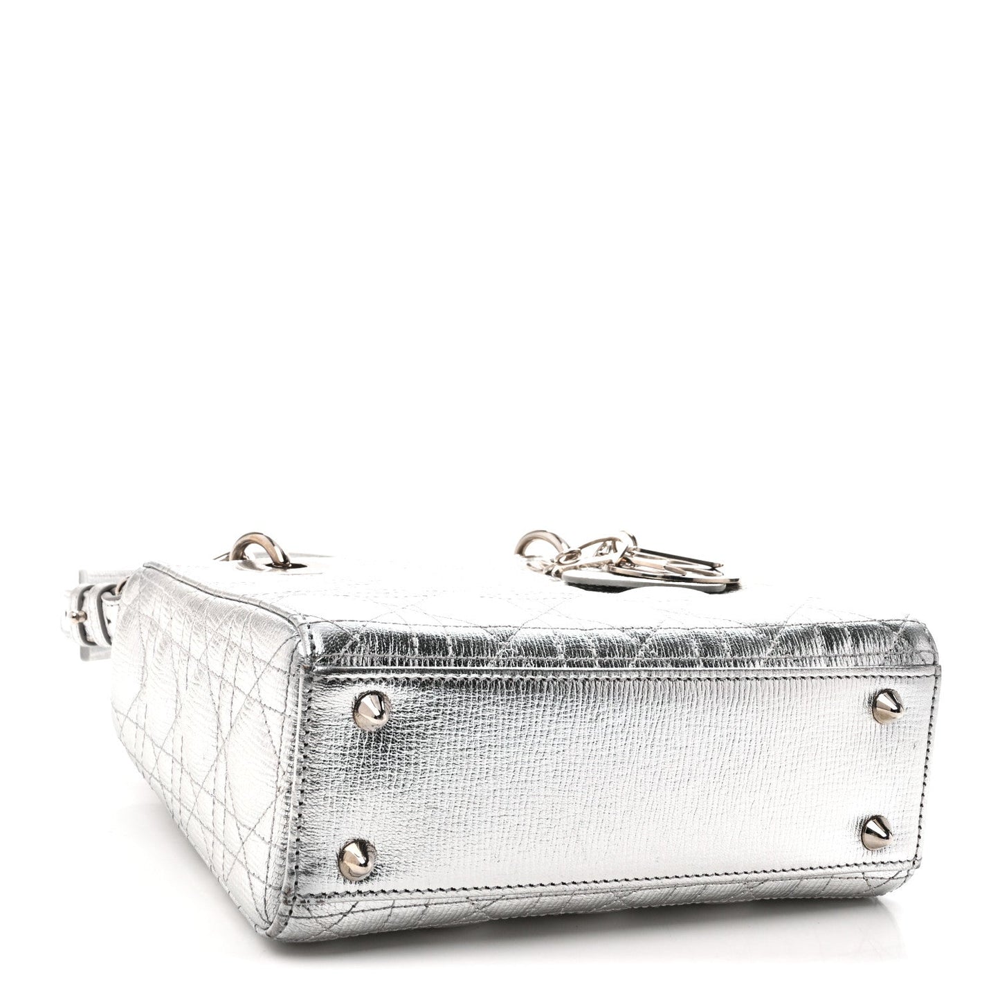 Metallic Grained Calfskin Cannage Small My ABCDior Lady Dior Silver