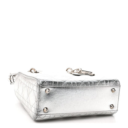 Metallic Grained Calfskin Cannage Small My ABCDior Lady Dior Silver