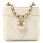 Lambskin Quilted Vanity Clutch With Chain White