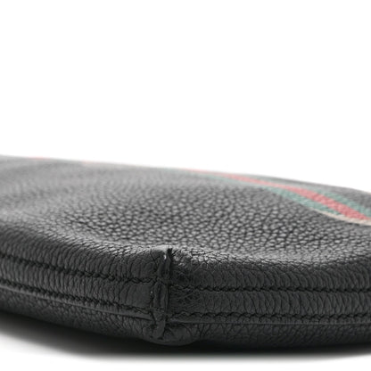 Pebbled Calfskin Medium Logo Portfolio Clutch Black