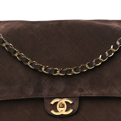 Suede Calfskin Small Souplissimo Maxi Flap Dark Brown
