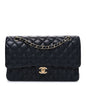 Caviar Quilted Medium Double Flap Navy