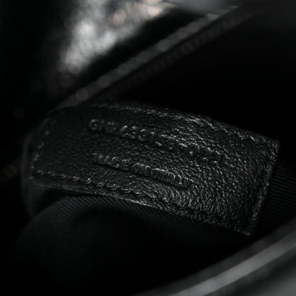 Crinkled Calfskin Matelasse Monogram Medium Niki Chain Satchel Black