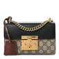 GG Supreme Monogram Calfskin Small Padlock Shoulder Bag Beige Black Cuir