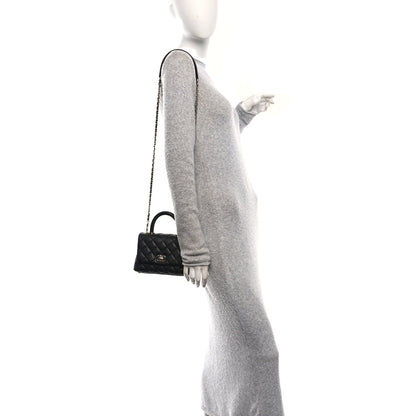 Caviar Quilted Extra Mini Coco Handle Flap Black