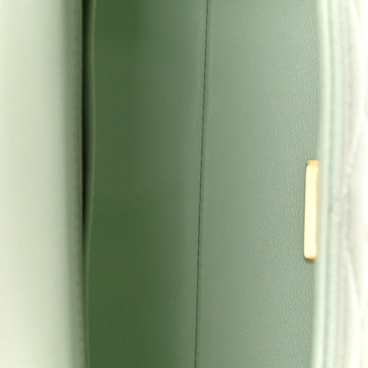 Caviar Quilted Retro Medium Twist Top Handle Clutch Light Green