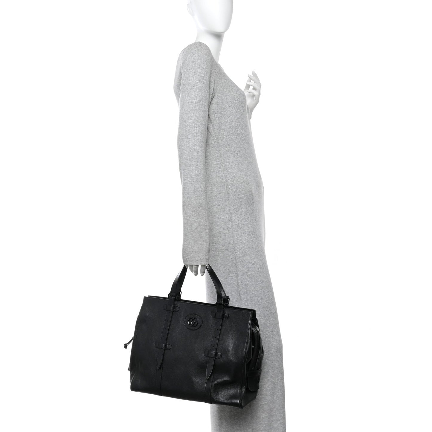 Piuma Lux Energy Monochrome Tonal GG Medium Tote Bag Black