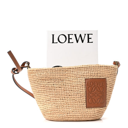 Calfskin Raffia Slit Pochette Bag Natural Tan