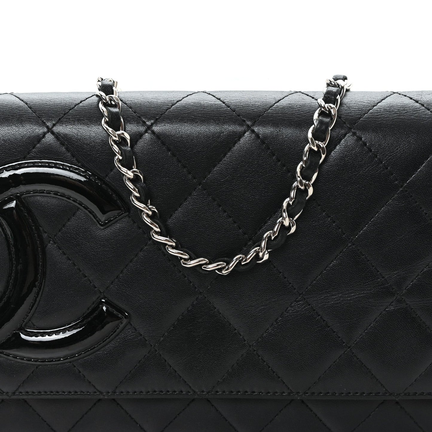 Calfskin Quilted Cambon Wallet on Chain WOC Black