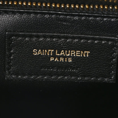 Calfskin Crocodile Embossed Gaby Satchel Black