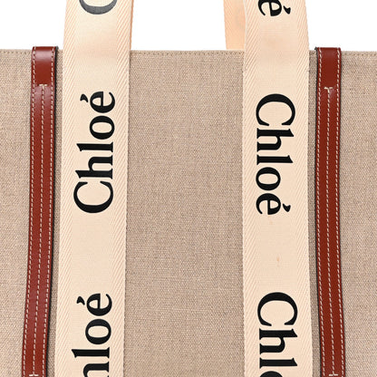 Cotton Calfskin Medium Woody Ribbon Tote White Brown
