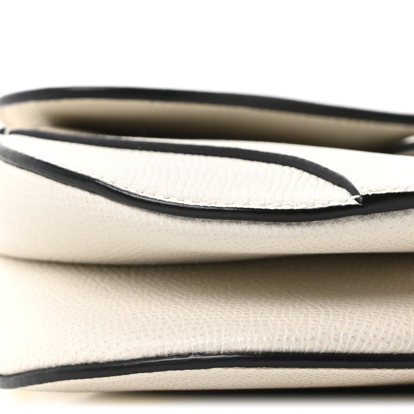 Grained Calfskin Mini Saddle Bag White