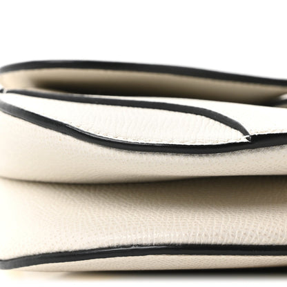 Grained Calfskin Mini Saddle Bag White