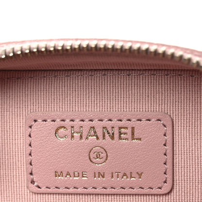Caviar Quilted Clutch with Chain Light Pink