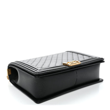 Caviar Quilted Large Boy Flap Black