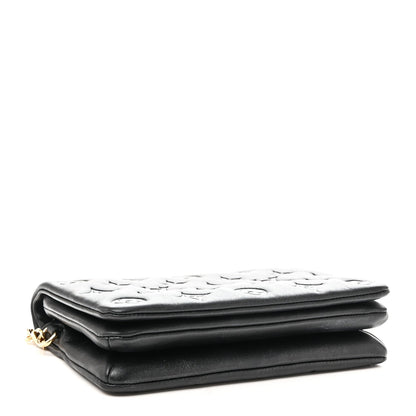 Lambskin Embossed Monogram Pochette Coussin Black