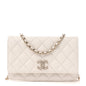 Caviar Quilted Crystal CC Wallet On Chain WOC White