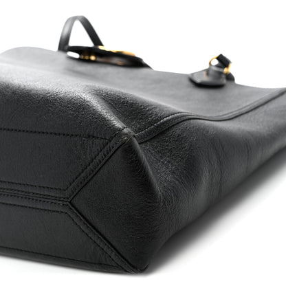 New Sakai Calfskin Lux Medium Dahlia Tote  Black