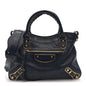 Chevre Gold Metallic Edge Hardware Town Bleu Nuit Dark Sea