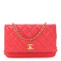 Lambskin Quilted CC Pearl Crush Wallet on Chain WOC Red