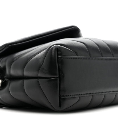 Calfskin Y Quilted Monogram Toy Loulou Crossbody Bag Black