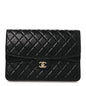 Lambskin Quilted Flap Clutch Black