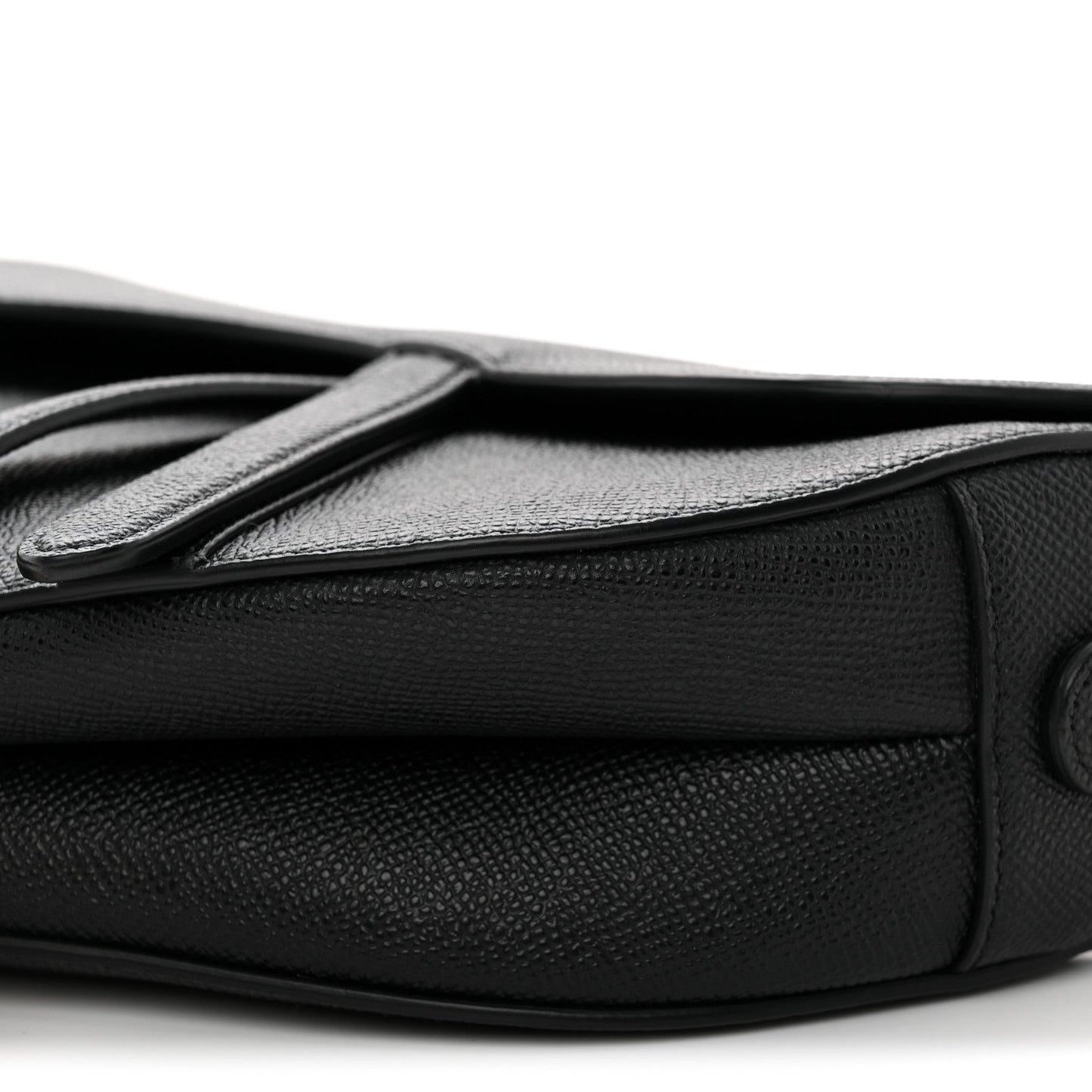 Grained Calfskin Saddle Bag With Strap Black