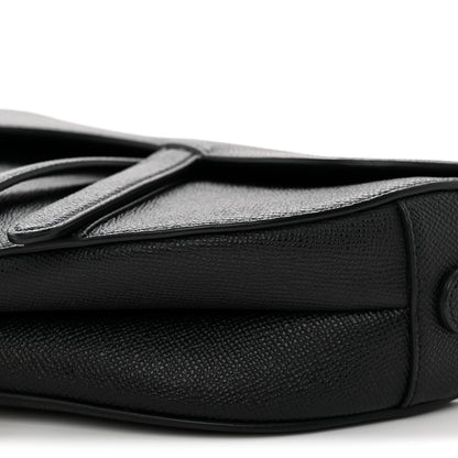 Grained Calfskin Saddle Bag With Strap Black