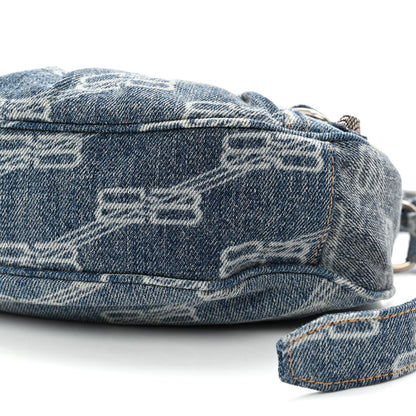 Denim BB Monogram Le Cagole Shoulder Bag XS Blue