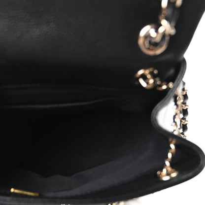 Shiny Caviar Quilted Medium Duma Pockets Drawstring Backpack Black