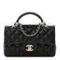 Lambskin Quilted Mini Top Handle Rectangular Flap Black