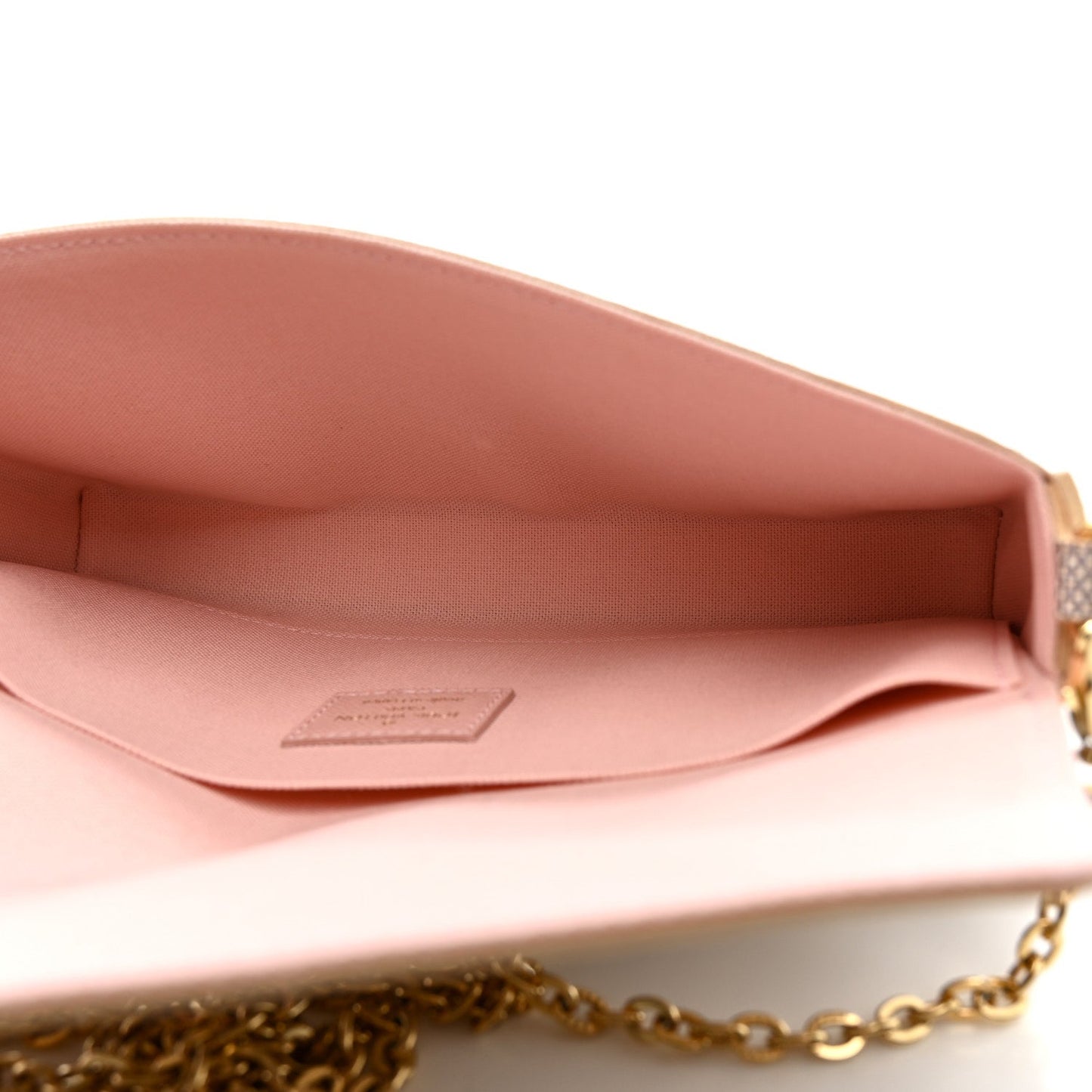 Damier Azur Pochette Felicie Chain Wallet Rose Ballerine