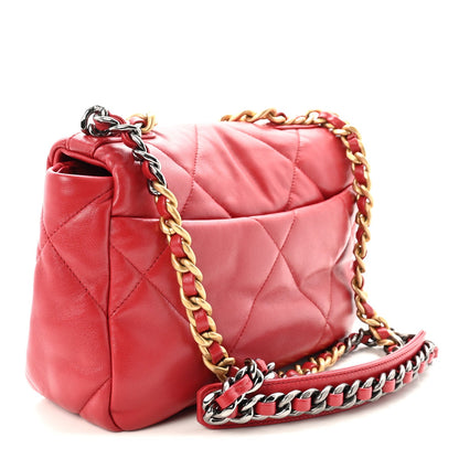 Lambskin Quilted Medium Chanel 19 Flap Red