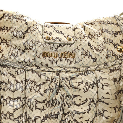 Snakeskin Small Matelasse Coffer Hobo Beige