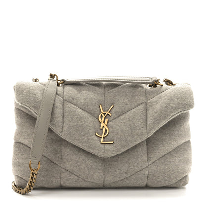 Jersey Quilted Toy Loulou Puffer Monogram Chain Satchel Chalk Beige