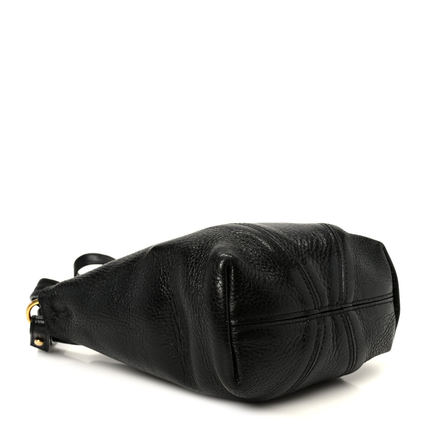 Grained Calfskin Small Spin Tote Black