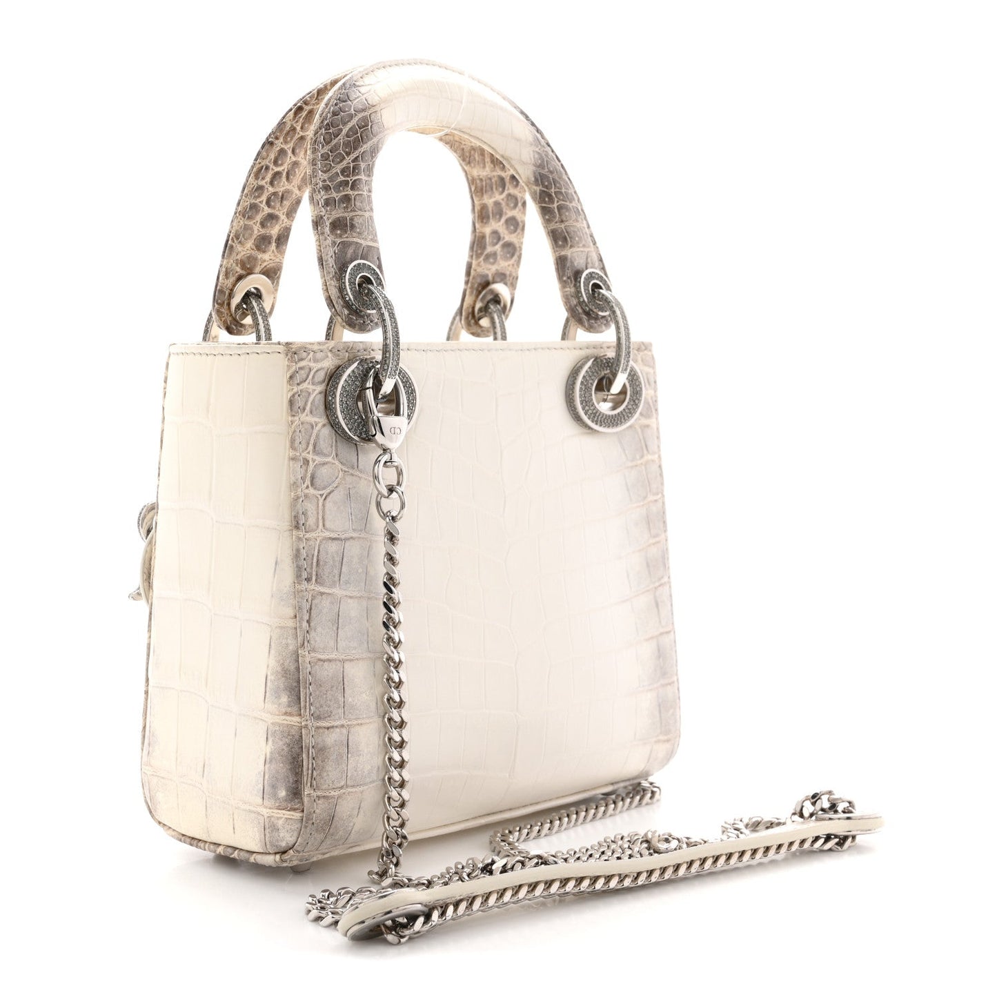 Niloticus Crocodile Himalaya Crystal Mini Lady Dior White