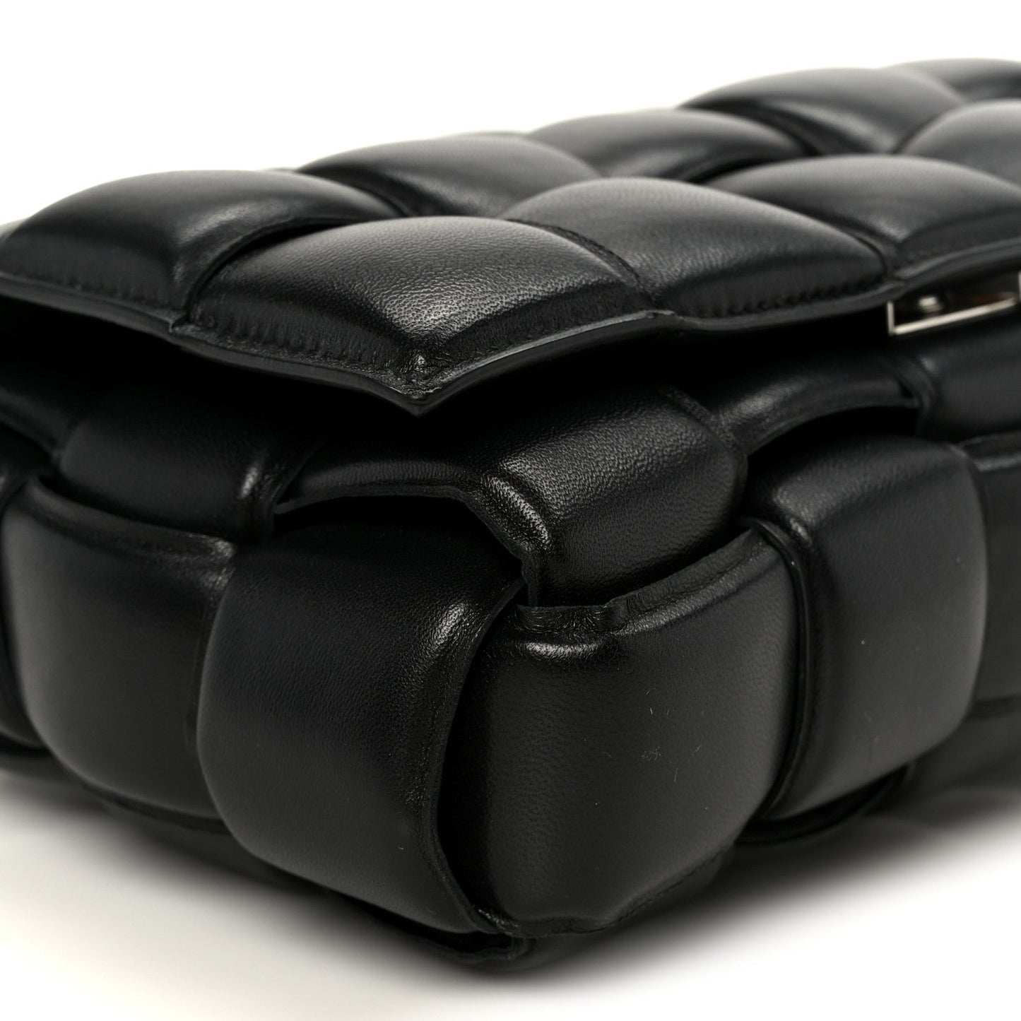 Nappa Maxi Intreccio Padded Cassette Crossbody Bag Black